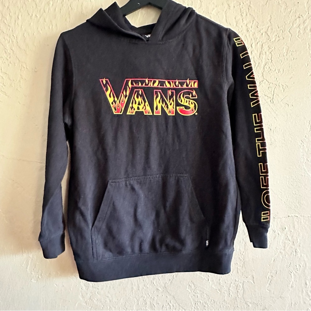 Vans Black Hoodie with Flame Graphic